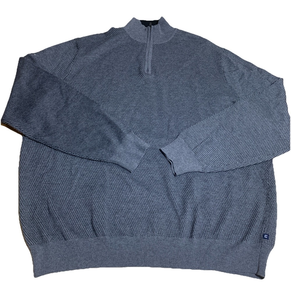 Chaps‎ Men's Classic Fit Textured Quarter Zip Sweater XXL -Black or Gray